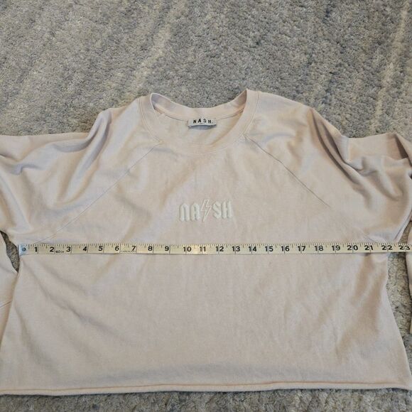 THE NASH COLLECTION Women’s Cropped Long Sleeve Small Beige Oversize - Picture 7 of 7